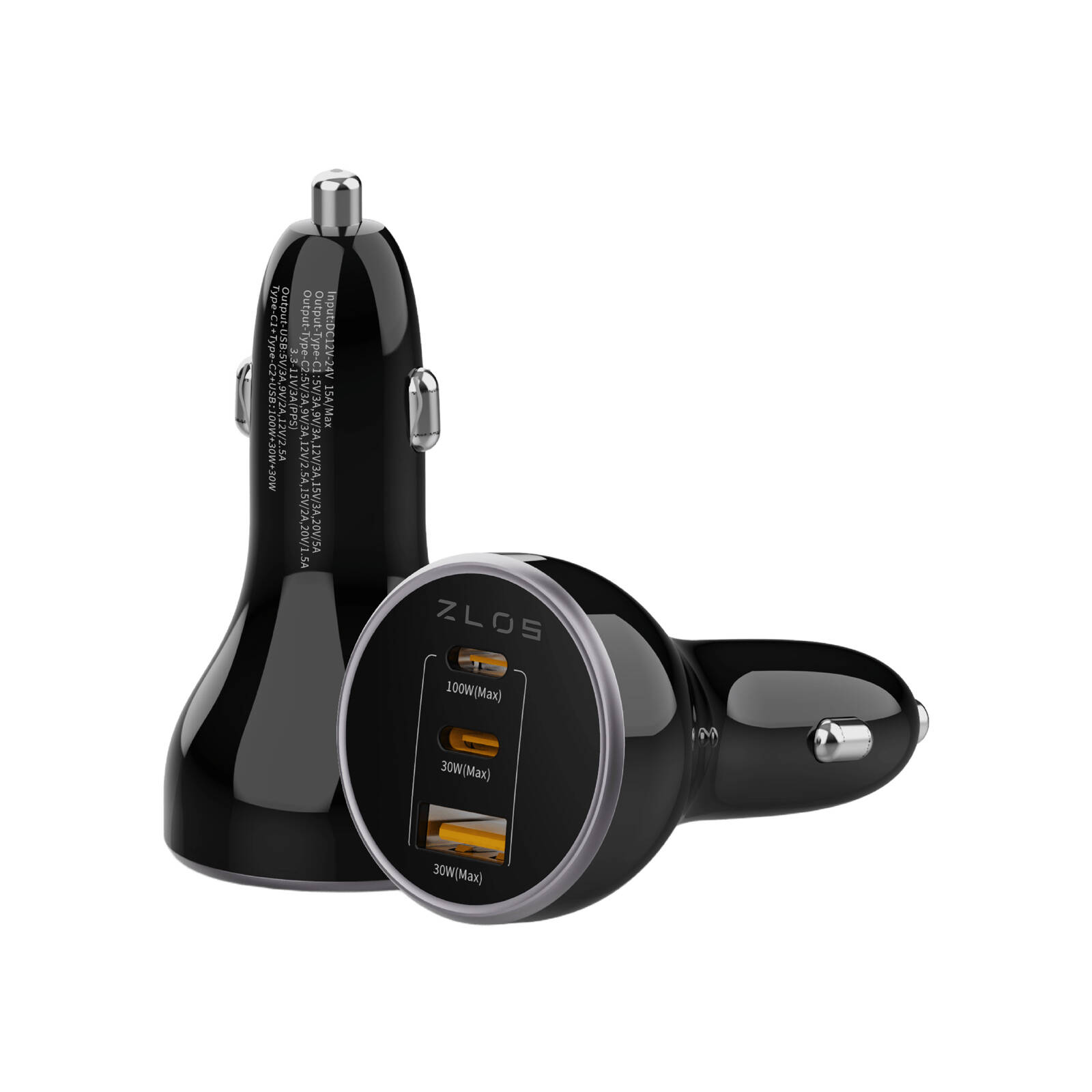 ZLOS MM05 160W 3-Port Fast Car Charger Cigarette Lighter Adapter (2C1A)