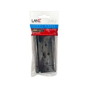 Lane 100 x 65 x 2mm Matte Black Easy Fit Hinge - 2 Pack