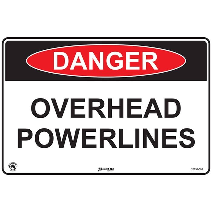 Pinnacle 600 x 400mm Metal Danger Overhead Powerlines Sign