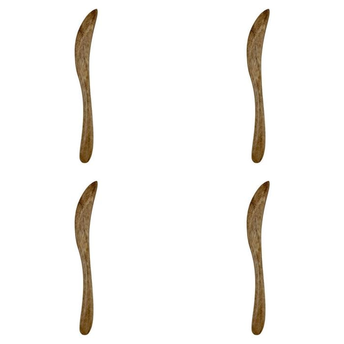 4x 4pc NF Living Mango Wood Spreader Handcrafted w/ Utensils 18x4cm Solid