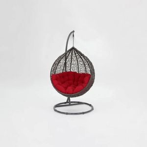 Kakadu Pod Chair - Grey Frame with Red Cushion L103 x W110 x H200