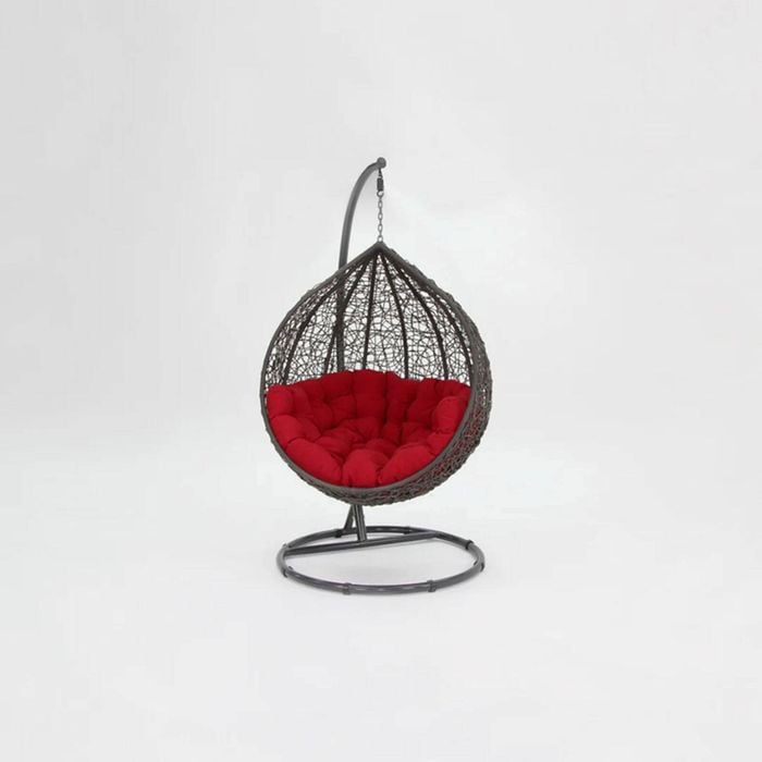 Kakadu Pod Chair - Grey Frame with Red Cushion L103 x W110 x H200