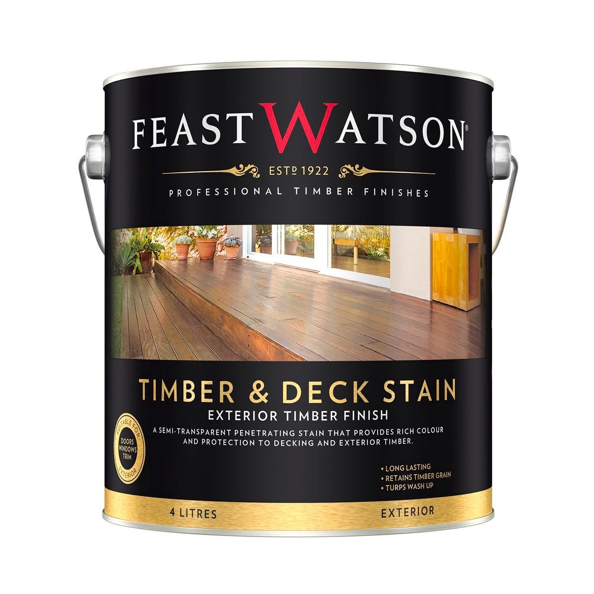 Feast Watson 4L Black Japan Decking Stain - Bunnings Australia