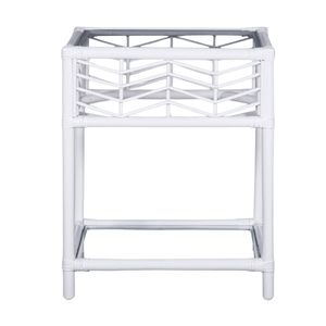 Hanoi 55cm Rattan Bedside Table White