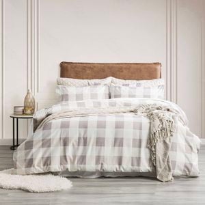 Park Avenue 175 Gsm Egyptian Cotton Flannelette Quilt Cover Set Buffalo Checks - Queen