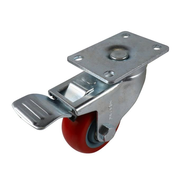 Move It 75mm 120kg Red Poly Swivel Brake Castor