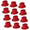 12x GLITTER TOP HAT Fancy Party Plastic Costume Tall Cap Fun Dress Up BULK Red