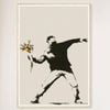 Galrie Banksy Love is in the Air Flower Thrower Artwork - 2003 Limited Edition Print, Wood Frame, A4 21 x 30cm (8 x 12inch)
