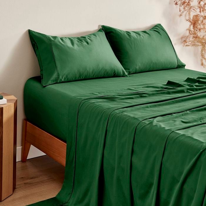 Serene 400tc Bamboo Cotton Sateen Sheet Set Eden Green - Double Bed