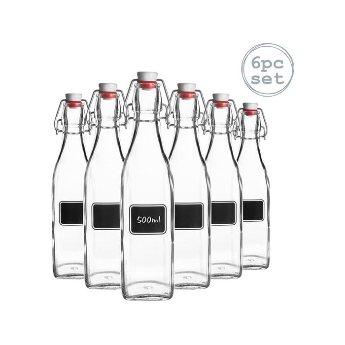 Lavagna Glass Bottle Set with Chalkboard Label - 500ml - 6pc