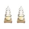 2PK Wood/Glass 15cm Tealight Holder Home Decor - White