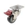 Easyroll 80kg 75mm Grey G7 Series Rubber Swivel Brake Plate Mount Castors