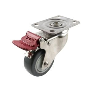 Easyroll 80kg 75mm Grey G7 Series Rubber Swivel Brake Plate Mount Castors