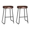 Artiss Bar Stools Set of 2 Counter Seat Backless Wooden Saddle Seat 65cm Height Black