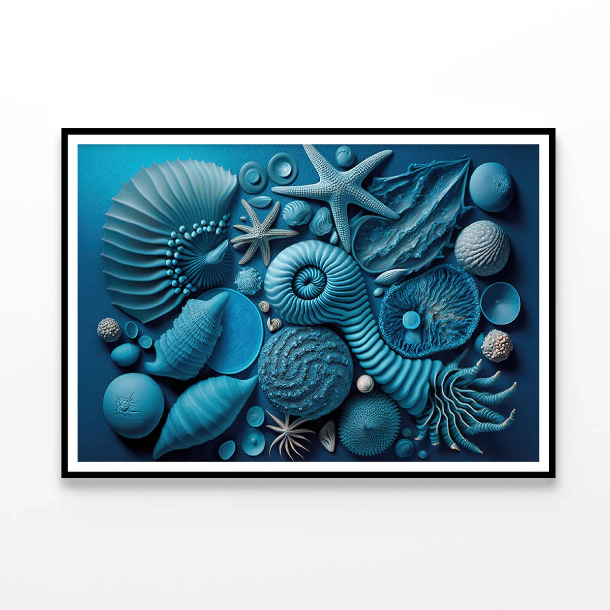 Group of Blue and White Shells Print 100% Australian Made 90x60cm ...