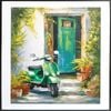 P&P Vintage Green Vespa Canvas Art - Black Frame 62x92x4cm