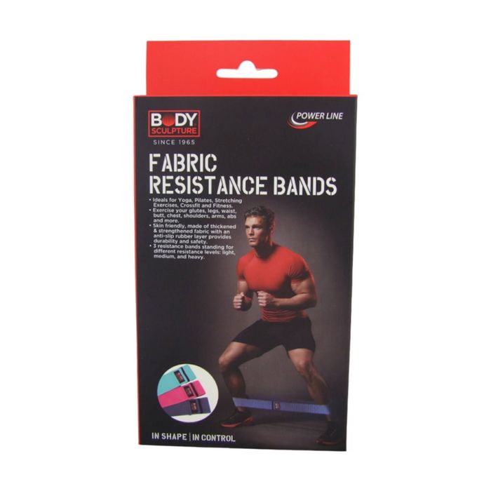 3pc Body Sculpture Fabric Fitness Resistance Bands W/ 3 Levels S/m/l