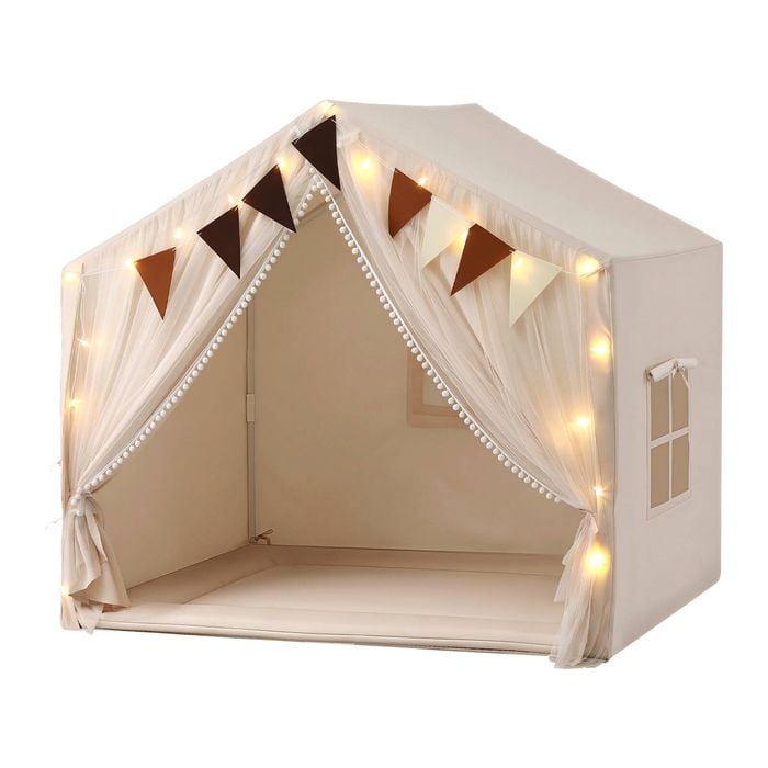 Keezi Kids Play Tent With Star Lights Windows Flag 144cmx95cm Playhouse For Reading Playing Indoor