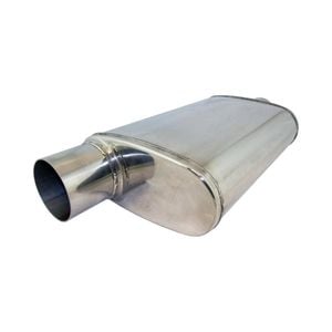 Redback 3" Performance Muffler Offset/centre - 9" X 4" Oval, 14" Long, 304 Ss (polished)