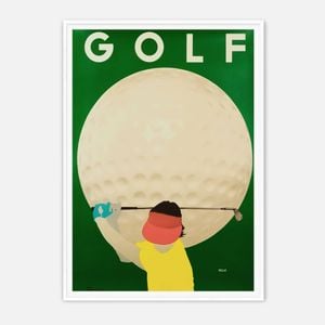 Galrie Razzia Vintage Golf Poster - Retro Sports Art Print for Home Decor, White Frame, A4 21 x 30cm (8 x 12inch)