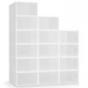 Costway Stackable Shoe Boxes Foldable Shoe Organizers w/Clear Plastic Panels 15-Pack-White