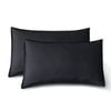 CleverPolly Vintage Washed Microfibre King Pillowcases - Ultra Soft & Skin-Friendly - Set of 2 - 50cm x 90cm (Black)
