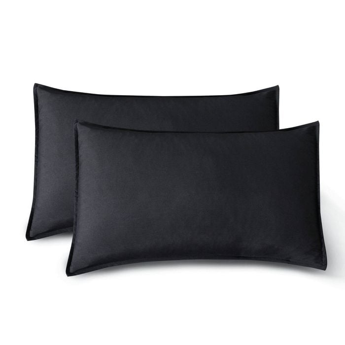 CleverPolly Vintage Washed Microfibre King Pillowcases - Ultra Soft & Skin-Friendly - Set of 2 - 50cm x 90cm (Black)
