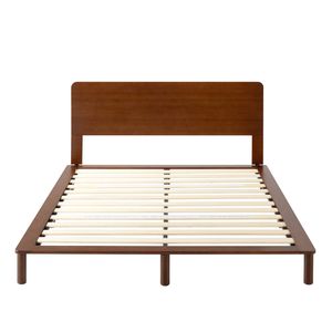 Zinus Double Bed Frame Arden Japandi Bamboo Natural Wood Bedframe Coastal Nordic