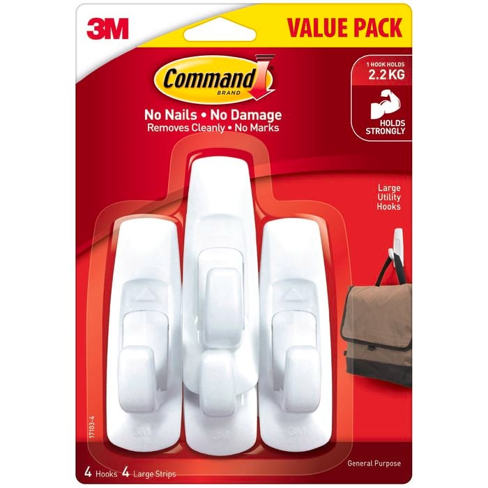 Command Large White Adhesive Hooks Value Pack - 4 Pack