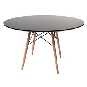 SK Designer Living | Replica Eames Eiffel Round Wood Dining Table | 120cm - Natural & Black
