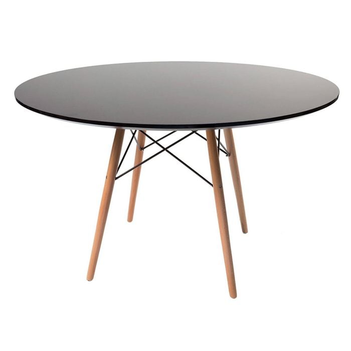 SK Designer Living | Replica Eames Eiffel Round Wood Dining Table | 120cm - Natural & Black