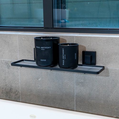 Fusion-Loc 26kg Black Matte Suction Frosted Acrylic Bathroom Shelf ...