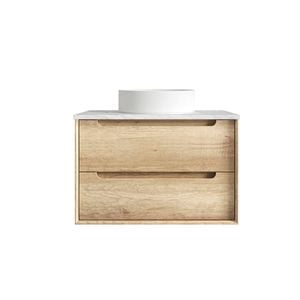 Attica Baia 750mm Natural Oak Vanity with Carrara Stone Top