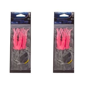2x Wilson Rigged to Jig Rig 3 Hook Squid Style Jig Fully UV Active - Colour #4