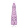 Costway 180cm Flocked Pencil Christmas Tree Artificial Fir Xmas Tree w/392 Branch Tips 140 LEDs-Pink