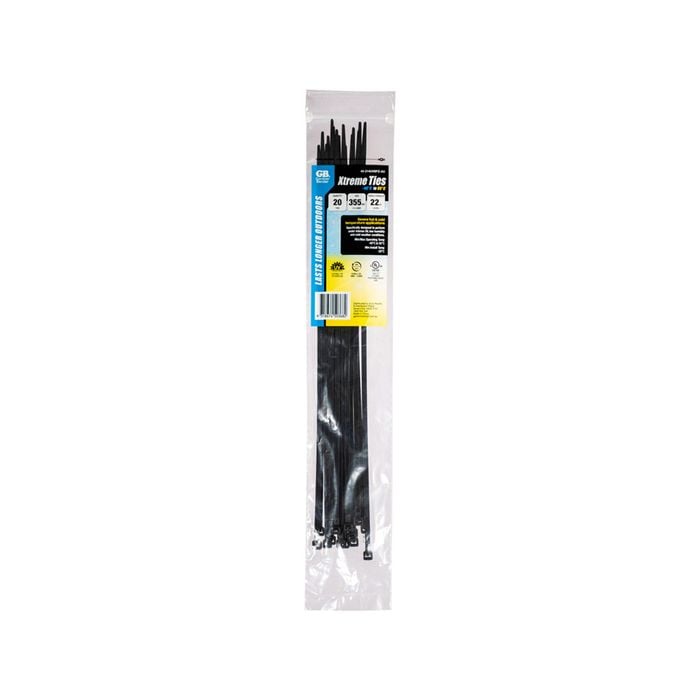 Gardner Bender 355 x 4.3mm Black Xtreme Cable Ties - 20 Pack