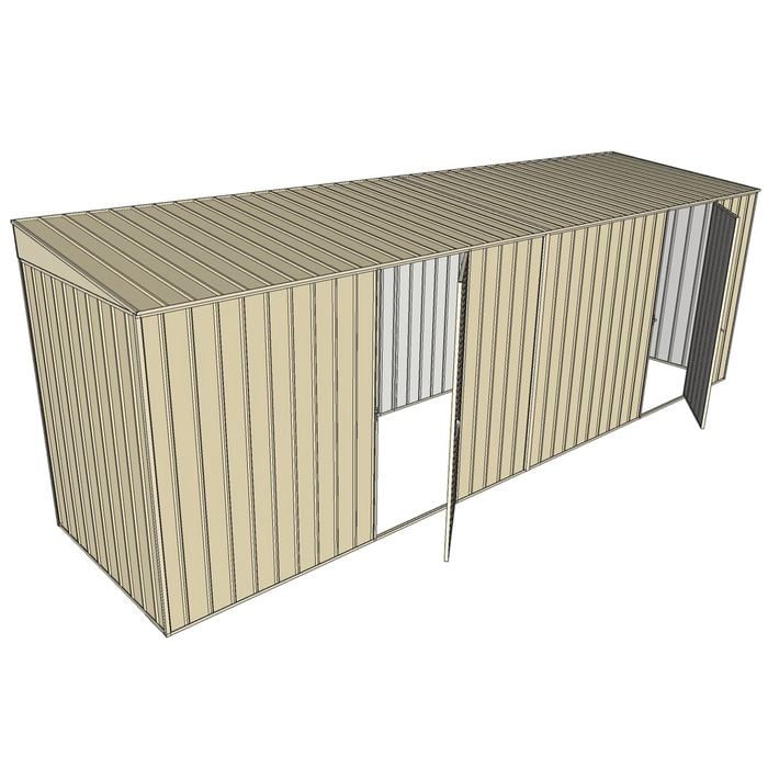 Build-a-Shed 1.5 x 6 x 2m Dual Hinged Side Door Skillion Shed - Cream