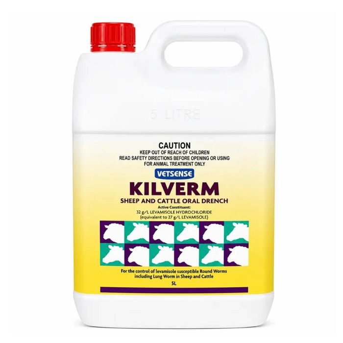 Vetsense Kilverm Sheep & Cattle Oral Drench Wormer Livestock 5L