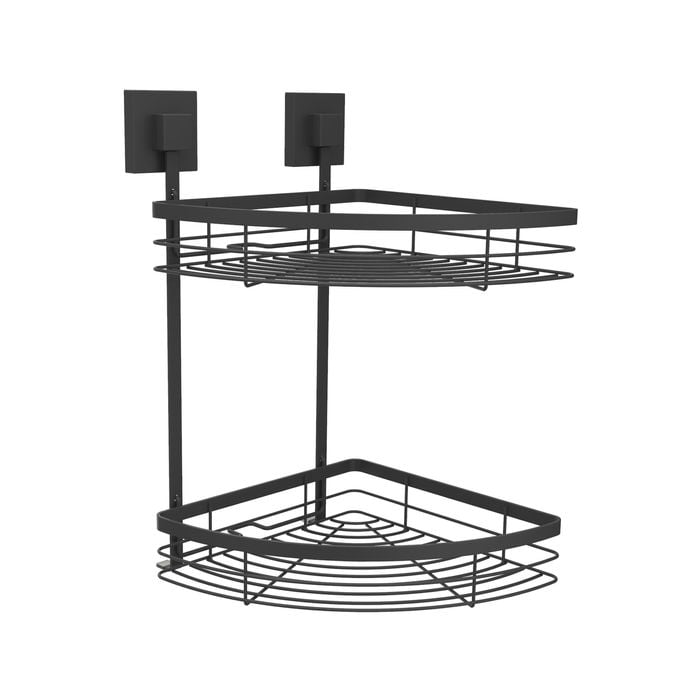 Fusion-Loc 26kg Matte Black Suction Double Corner Shower Caddy - Matte Black