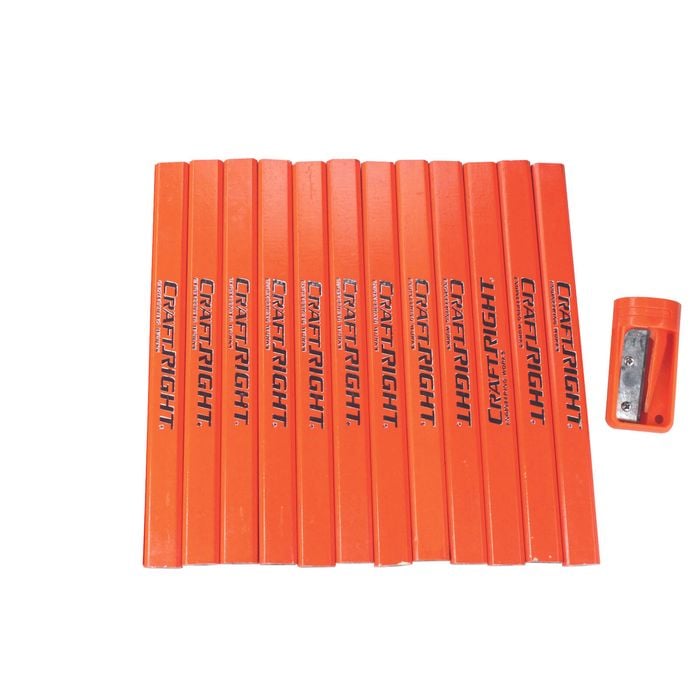 Craftright Carpenters Pencil with Sharpener - 12 Pack