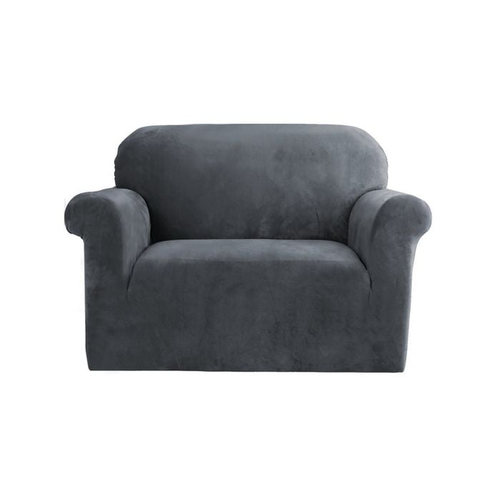 Artiss 1 Seater Sofa Cover Couch Cover Velvet Grey