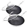 SOGA 2X Stainless Steel Non-Stick Wok with Glass Lid 32cm
