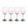 4pk Lvd Moss Ribbed Wine Glass Barware/drinkware Decor Green/pink 20x20x9.5cm