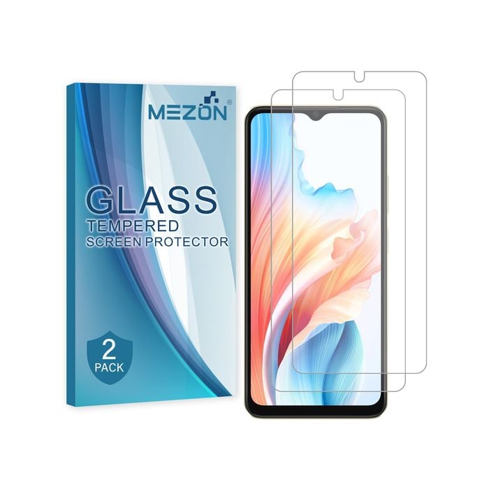 2 Pack Mezon Oppo A38 4g Clear Tempered Glass Screen Protectors