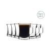 LAV 6 Piece Zen+ Glass Coffee Mug Set - Modern Style Sqaure Handle Tea/Coffee Glasses - Clear - 225ml
