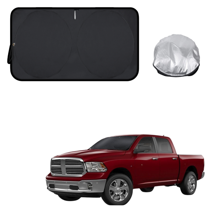 Front Windscreen Sun Shade for RAM 1500 Express 2019 - Current (DT) - Standard 150 x 85 cm - Black