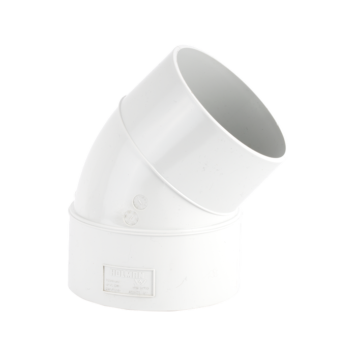 Holman 100mm 43º DWV PVC Bend in Pipe