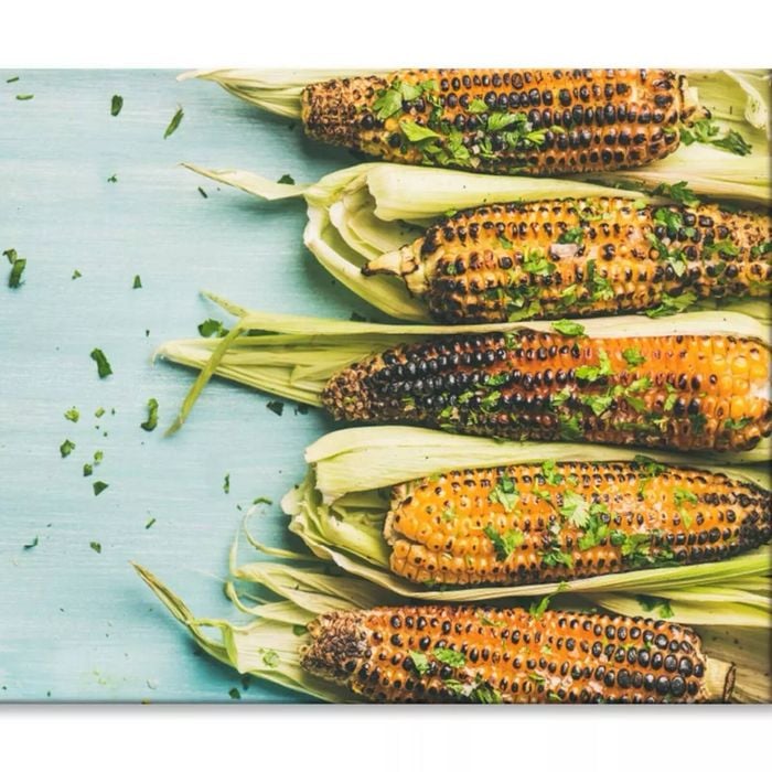 Lat-Lay of Grilled Sweet Corn  Print 100% Australian Made 90 x 60cm  (Stretched)