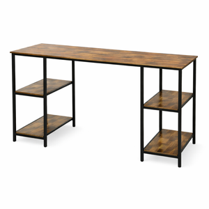 Foret Computer Desk Office Table Storage Shelf Study Work Metal Antique Brown