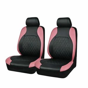 Catzon 4Pcs Car Seat Cover PU Leather Universal Front Seat Protector-Pink